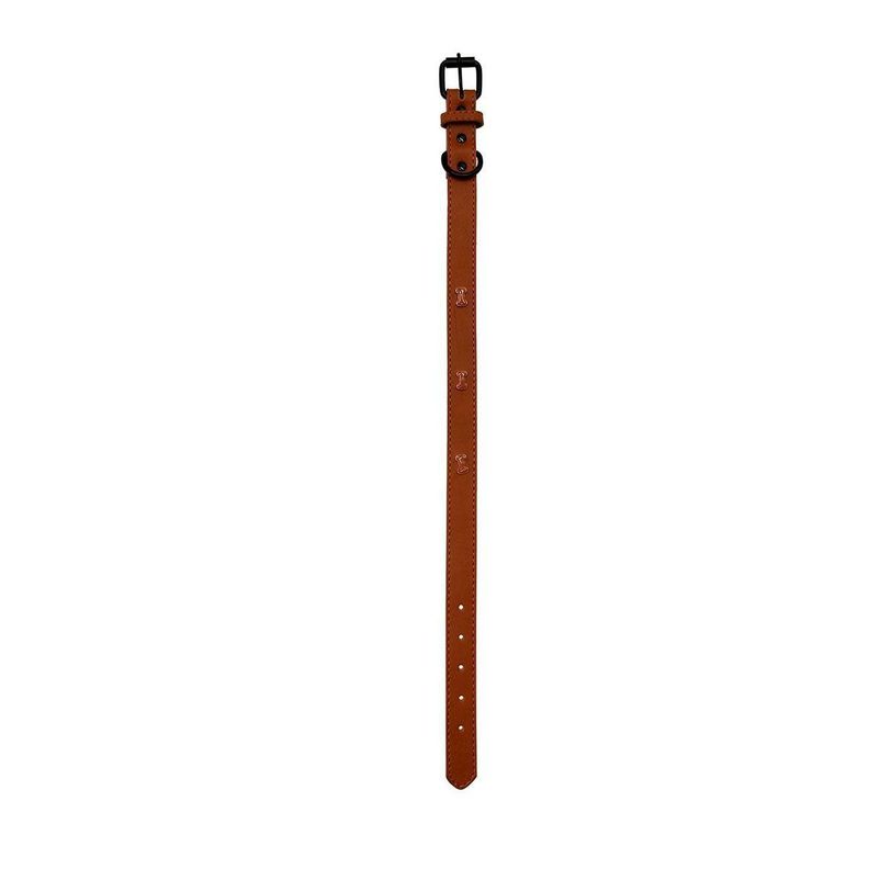 Collar De Perro Cuero Sintetico Huesitos MARRON-0
