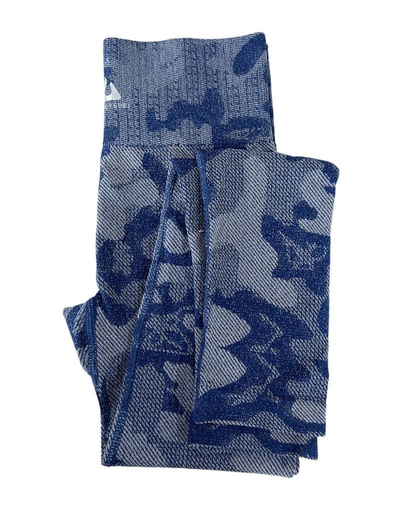 Leggins Mujer Deportivo Cintura Alta Gimnasio Yoga Camuflaje Azul TALLA UNICA-1