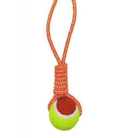 Juguete perro zoga unicolor con pelota 31cm Naranja -0