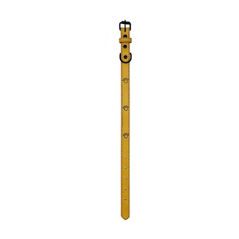 Collar De Perro De Cuero Sintetico Patas AMARILLO-0