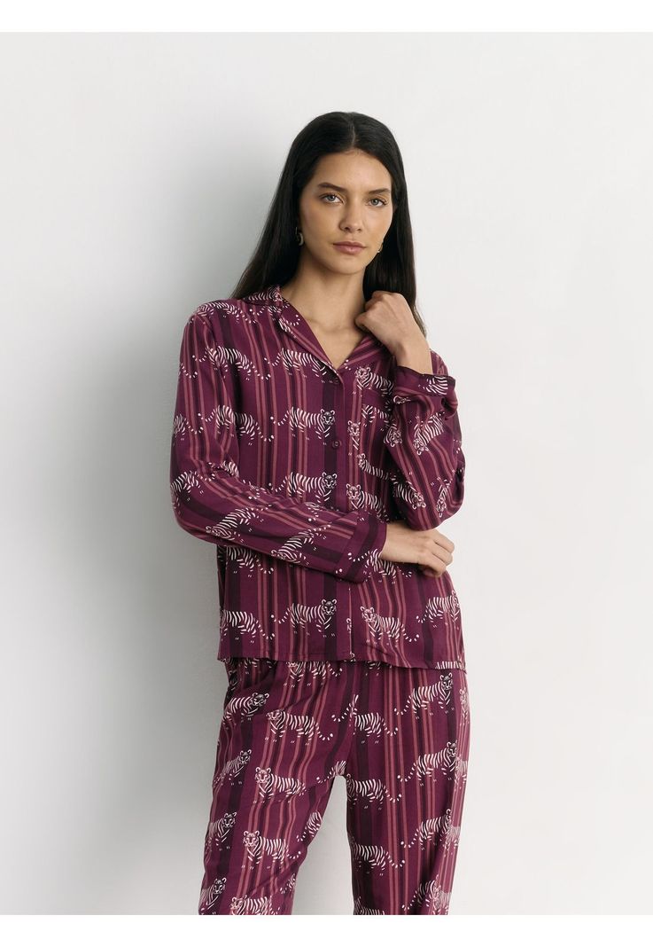 Pijama Camisero Tigres Burdeo XS