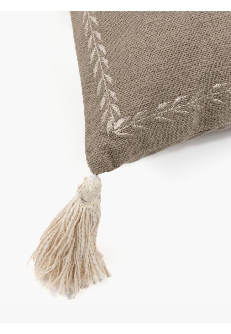 Cojín Algodón Abejas Bordadas Taupe-3