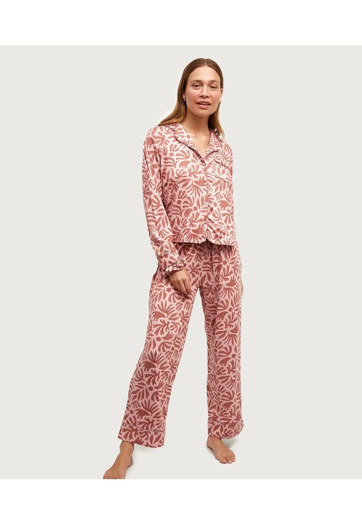Set Pijama Dreamy Hojas Rosado-1