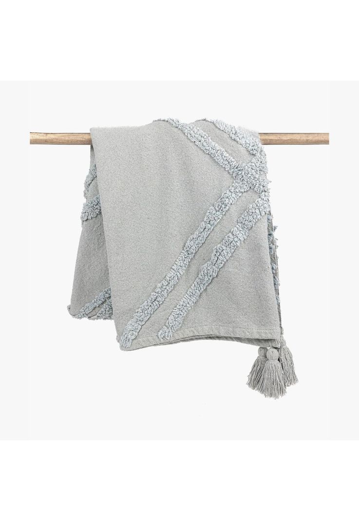 Manta Boho Algodón Textura Celeste-0