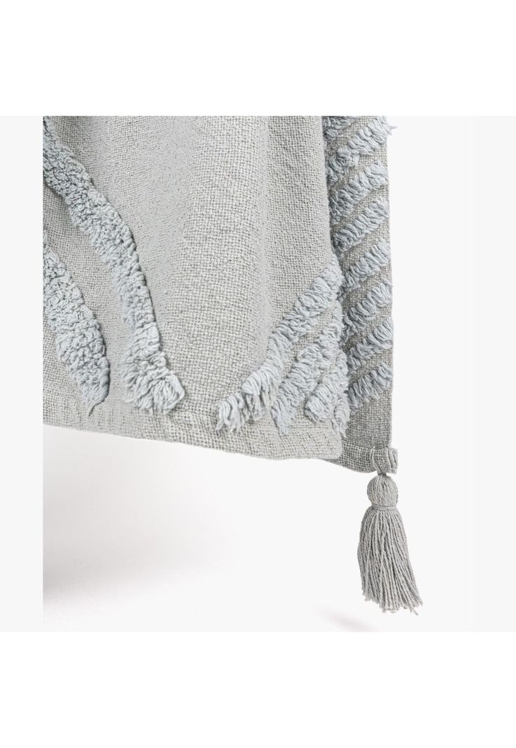 Manta Boho Algodón Textura Celeste-1