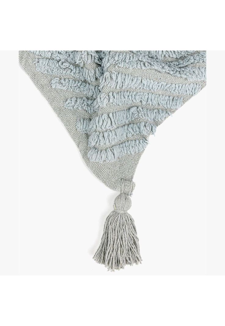 Manta Boho Algodón Textura Celeste-2