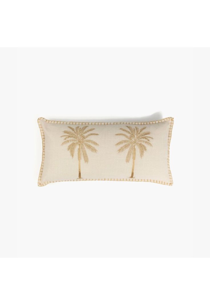 Cojín Algodón Palmeras 30 X 60 Cm Beige-0