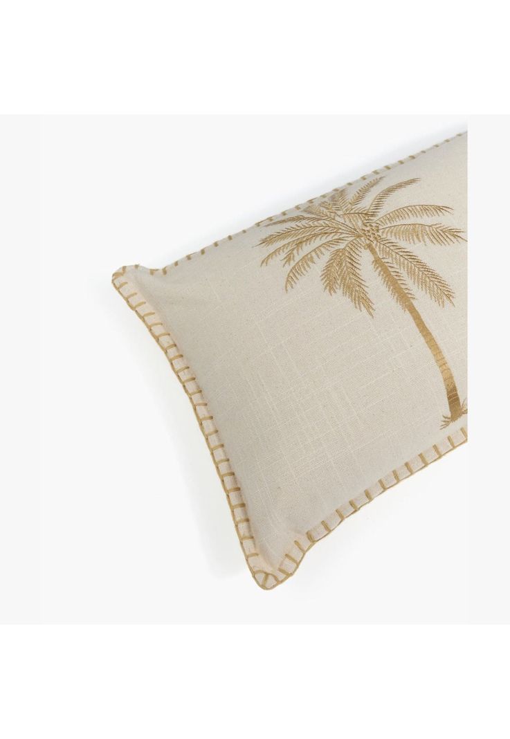 Cojín Algodón Palmeras 30 X 60 Cm Beige-1
