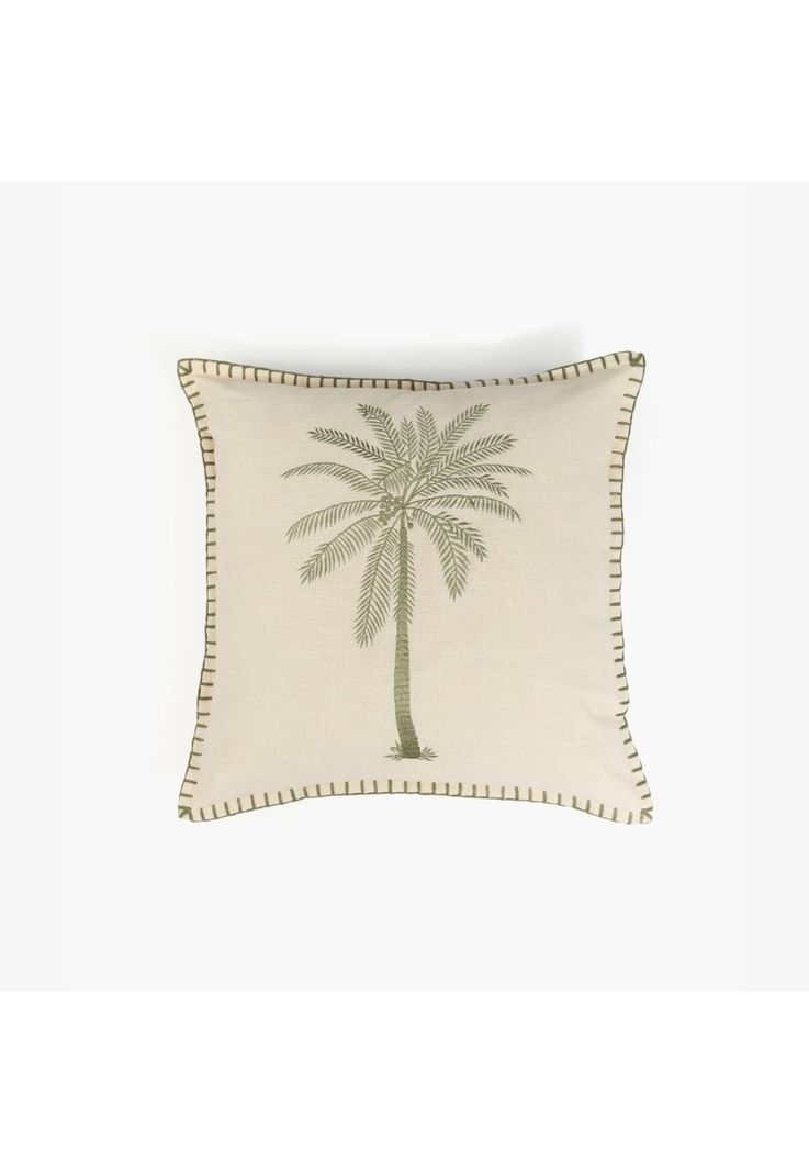 Cojín Palmera Bordada Beige-0