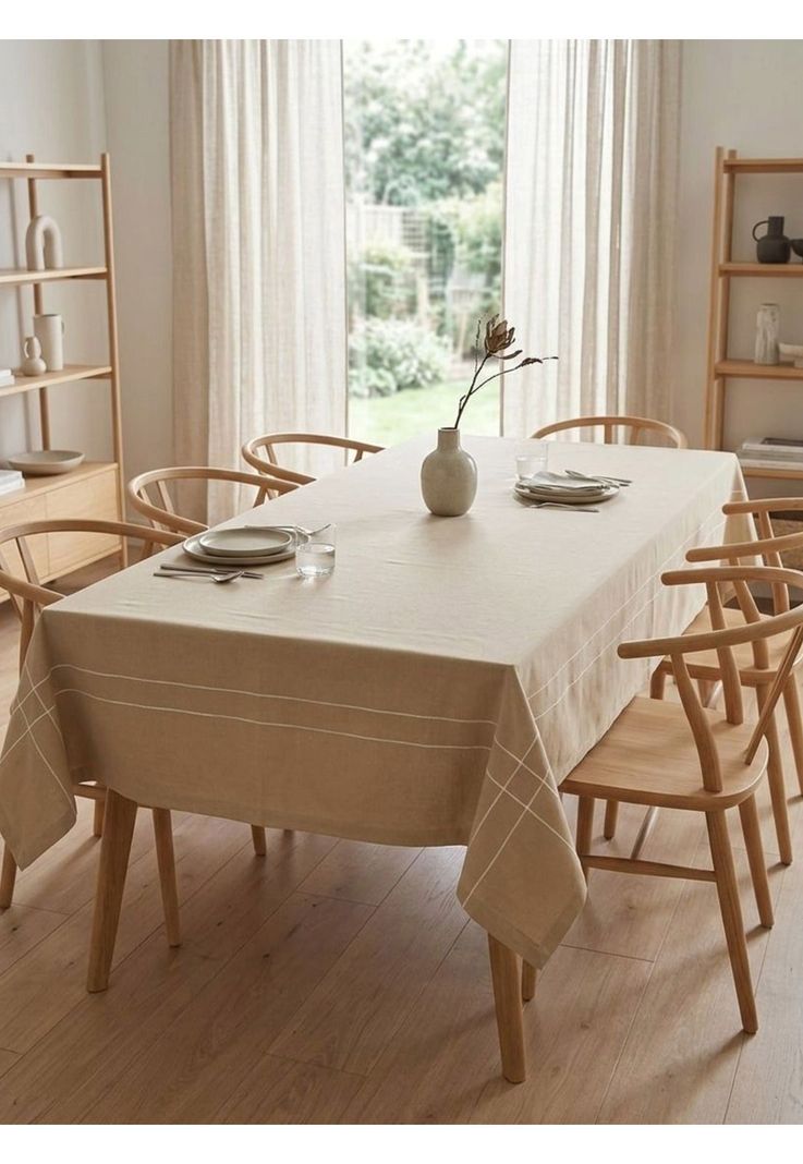 Mantel Lineas Bordadas 180 x 300 cm Beige