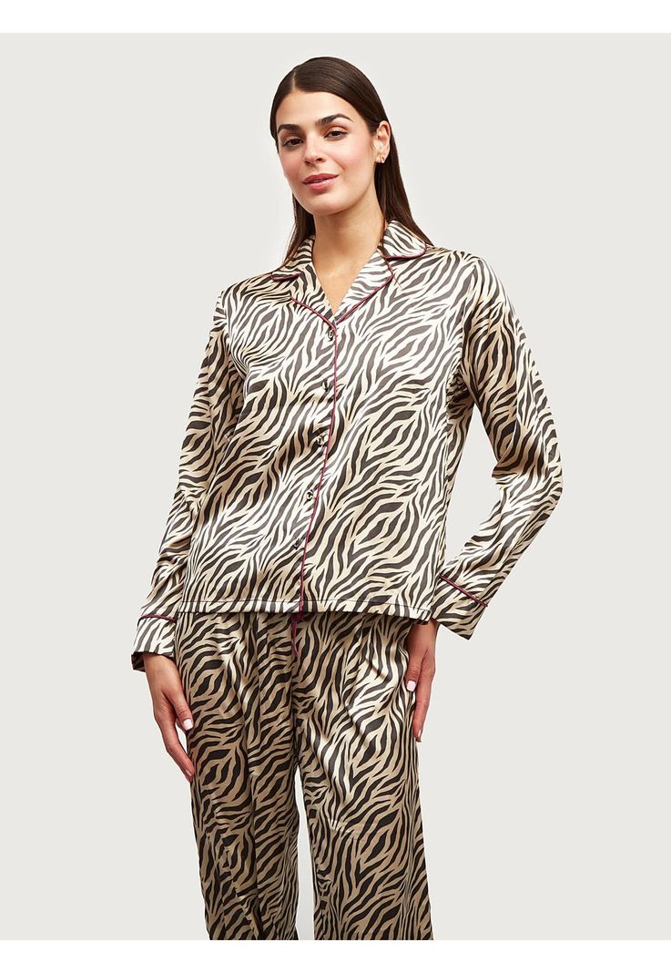 Pijama Dreamy Satinado Cebra Beige-0