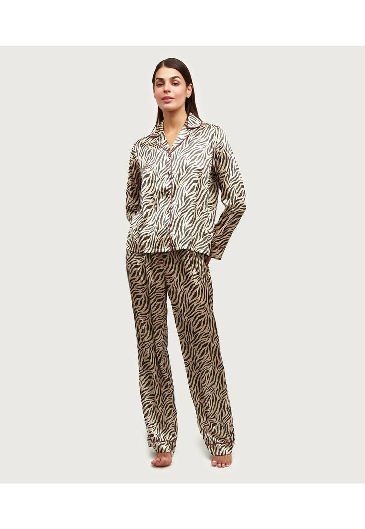 Pijama Dreamy Satinado Cebra Beige-1