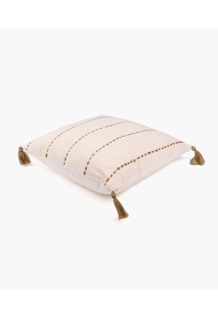 Cojín Boho Algodón Y Lana 45 X 45 Cm Beige-1
