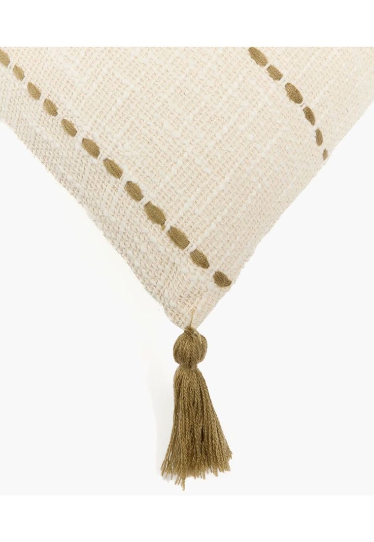 Cojín Boho Algodón Y Lana 45 X 45 Cm Beige-2