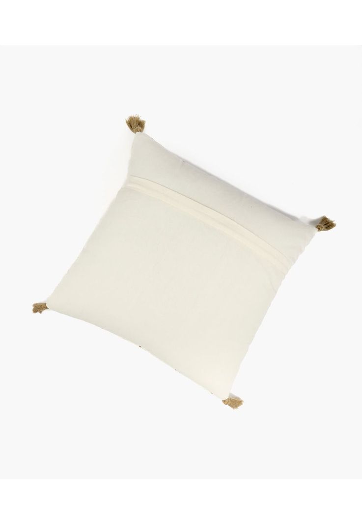 Cojín Boho Algodón Y Lana 45 X 45 Cm Beige-3