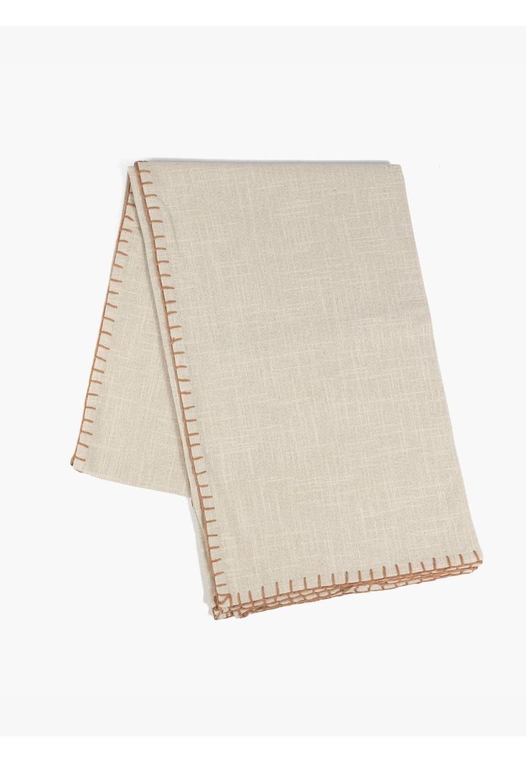 Manta Algodón Diseño Bordes Beige-0