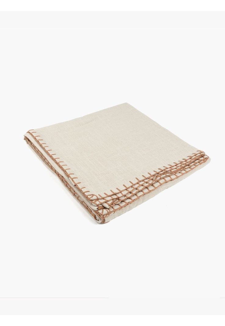 Manta Algodón Diseño Bordes Beige-1