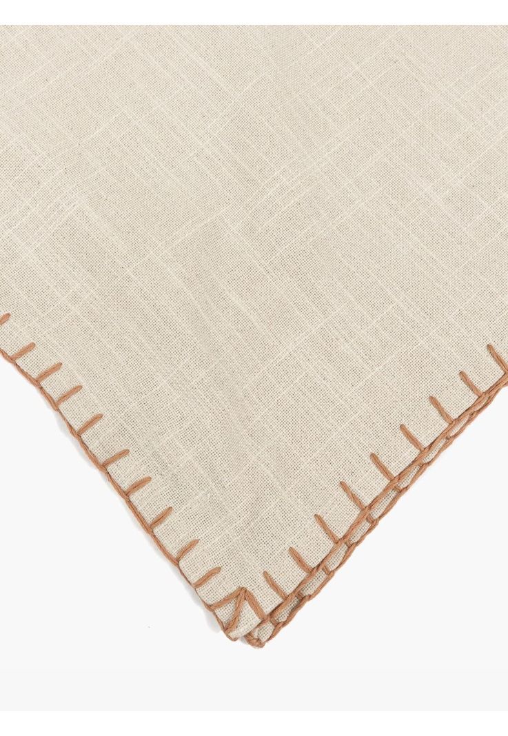 Manta Algodón Diseño Bordes Beige-2
