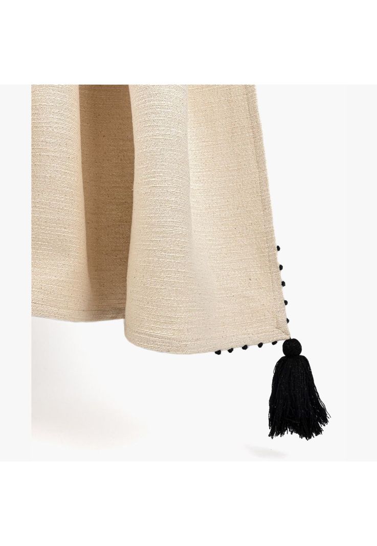 Manta Boho Algodón Pelotitas Beige-1