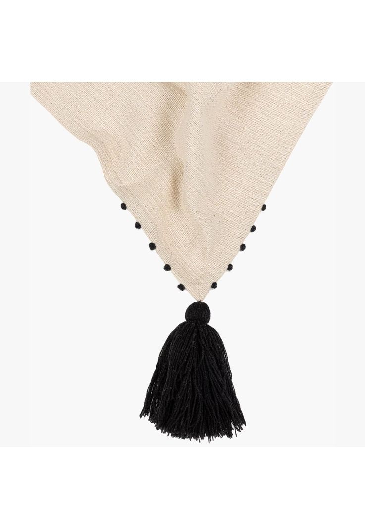 Manta Boho Algodón Pelotitas Beige-2