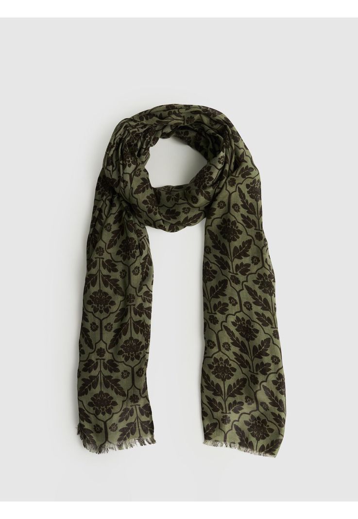 Estola Estampado Flores Boho Verde