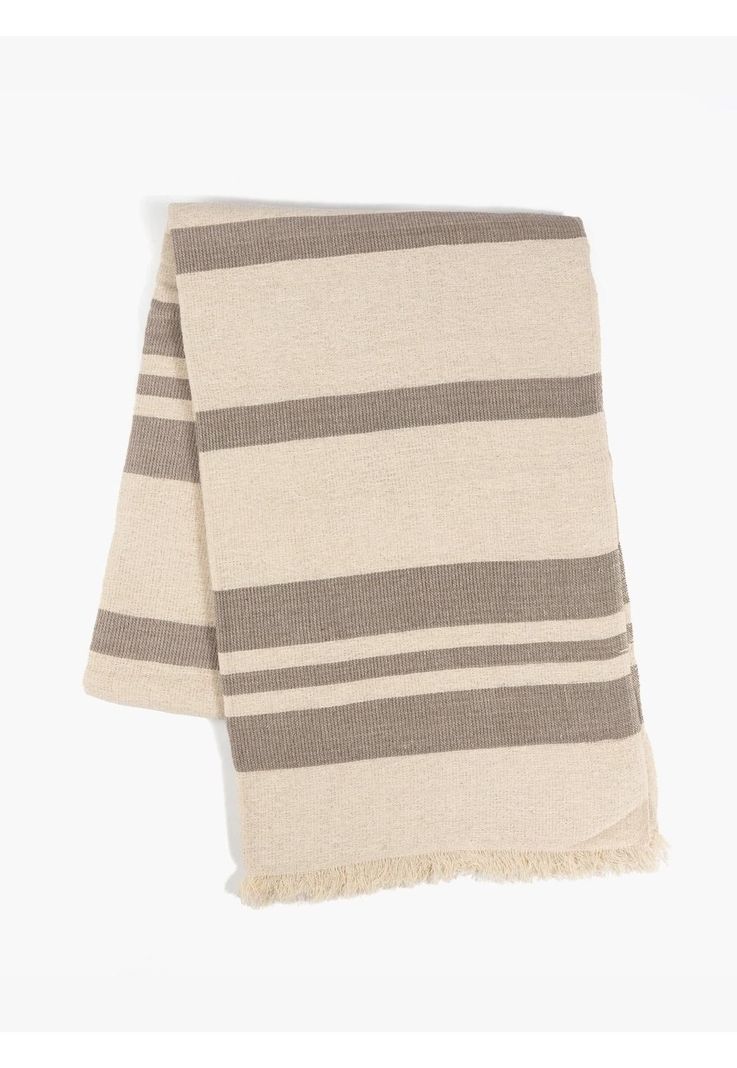 Manta Algodón Textura Flecos Beige-0