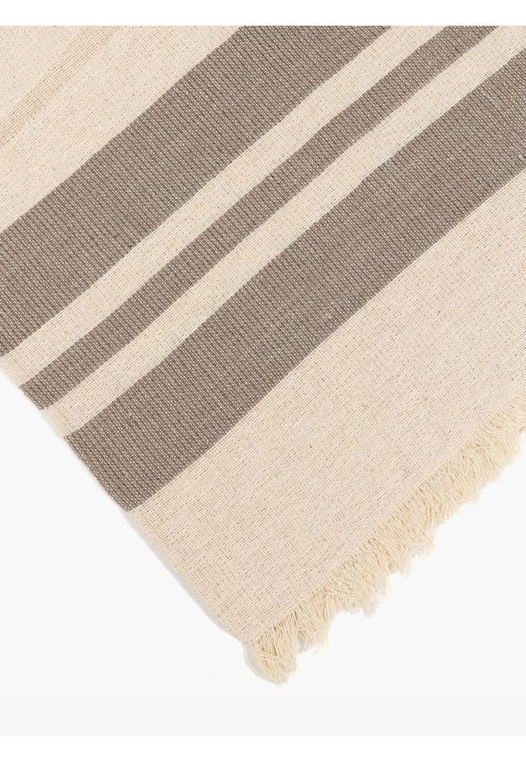Manta Algodón Textura Flecos Beige-2