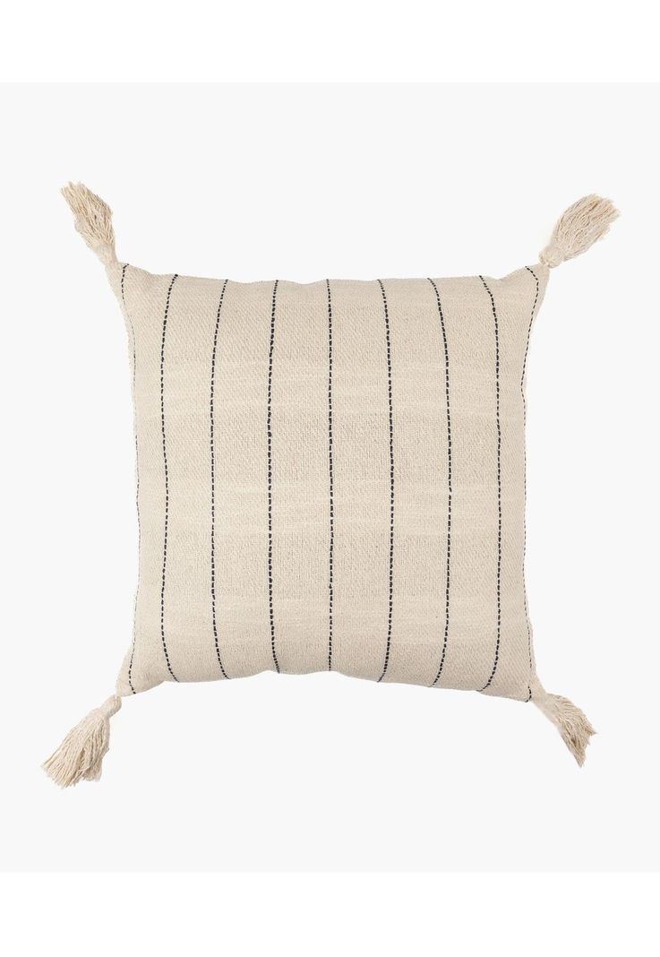Cojín Algodón Bordado Borlas 45 X 45 Cm Blanco-0