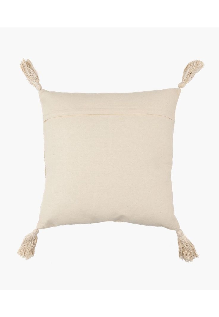 Cojín Algodón Bordado Borlas 45 X 45 Cm Blanco-1