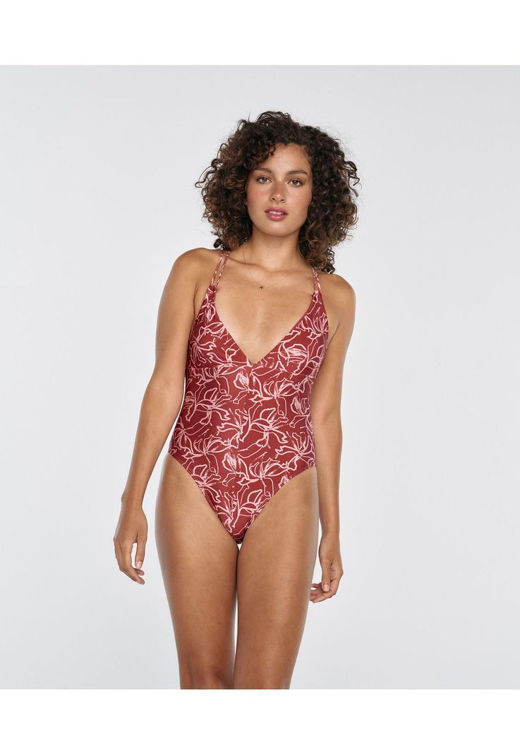 Traje De Baño Mujer Escote En V Flower Dance-3