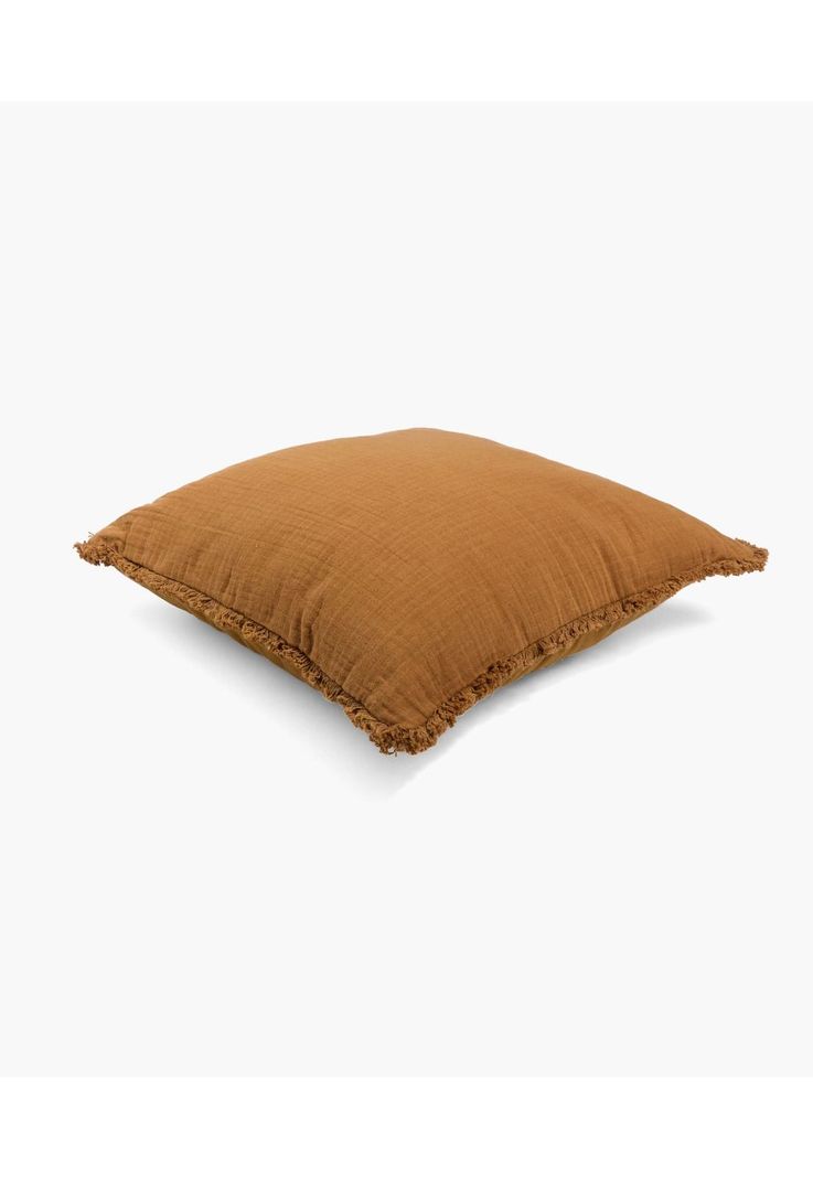Cojín Algodón Gauze Flecos 45 X 45 Cm Café-1