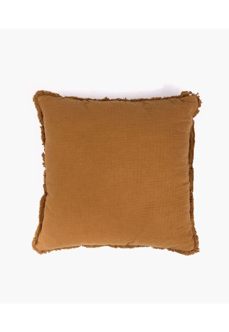 Cojín Algodón Gauze Flecos 45 X 45 Cm Café-0