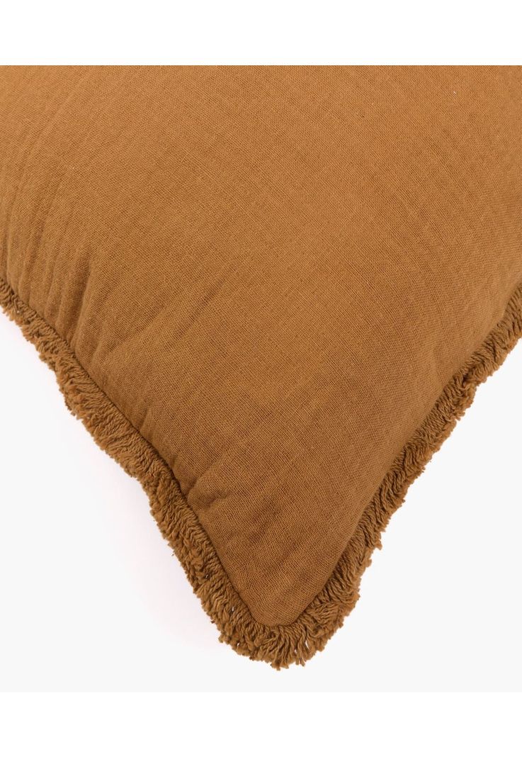 Cojín Algodón Gauze Flecos 45 X 45 Cm Café-2
