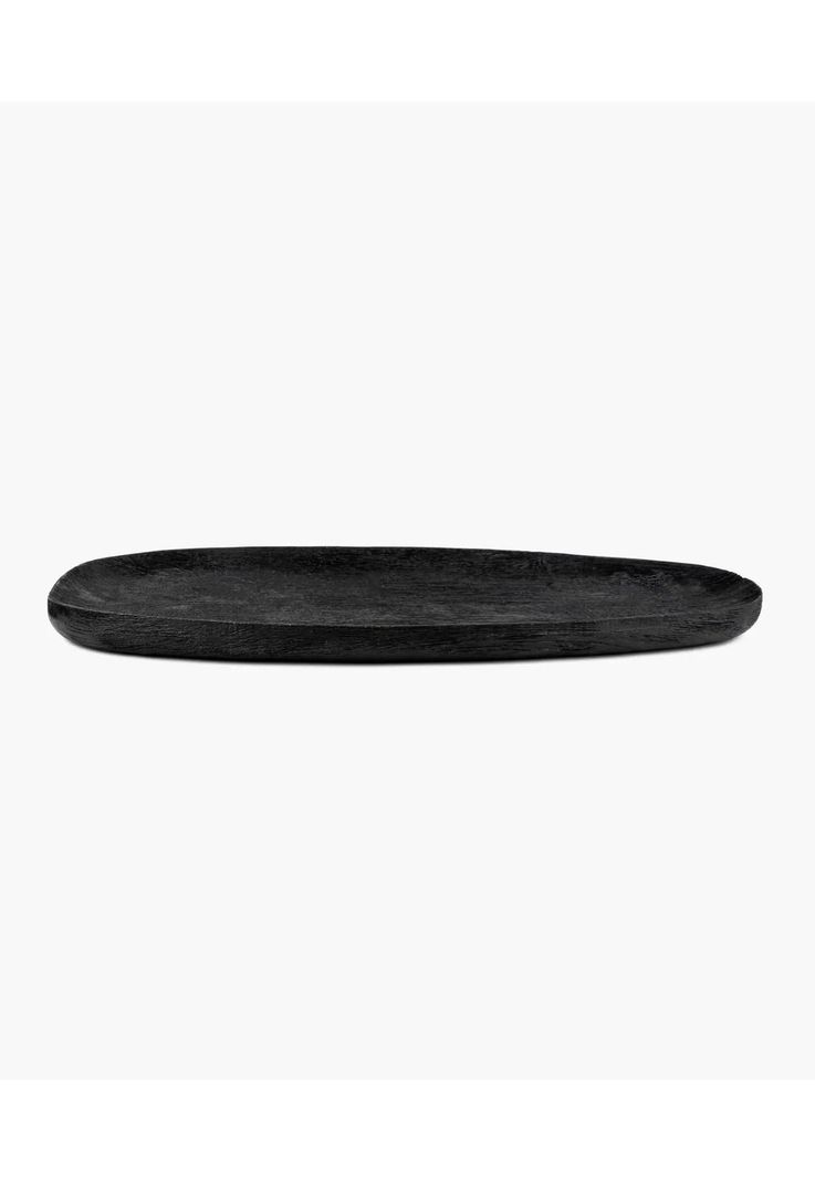 Plato De Madera Alargado Negro-1