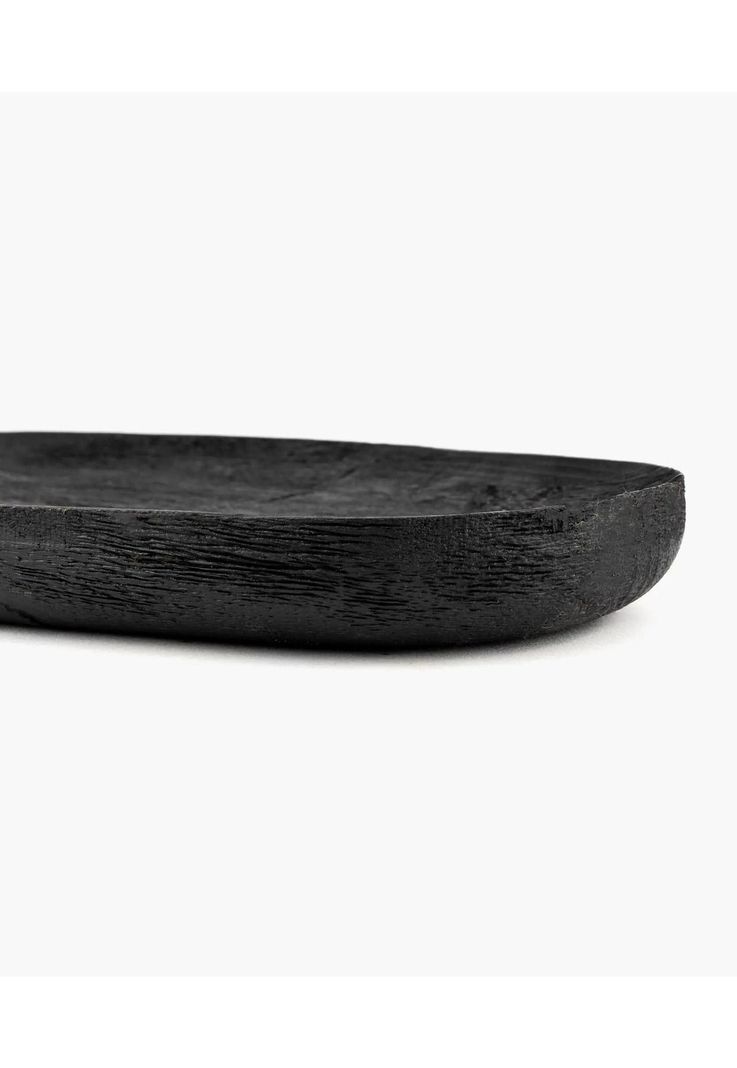 Plato De Madera Alargado Negro-2