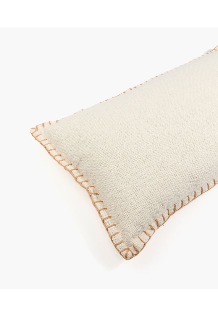 Cojín Boho Algodón Costuras 30 X 60 Cm Beige-2