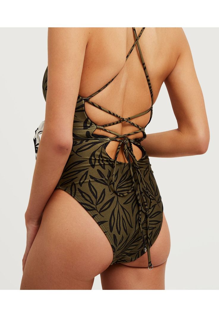 Traje De Baño Paradiso Palmeras  Verde Musgo-5