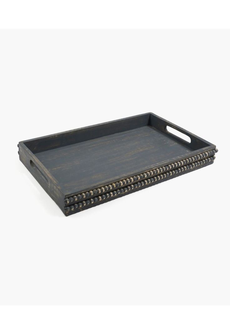 Bandeja Borde Pelotitas 40 X 25.5 Cm Gris Claro-0