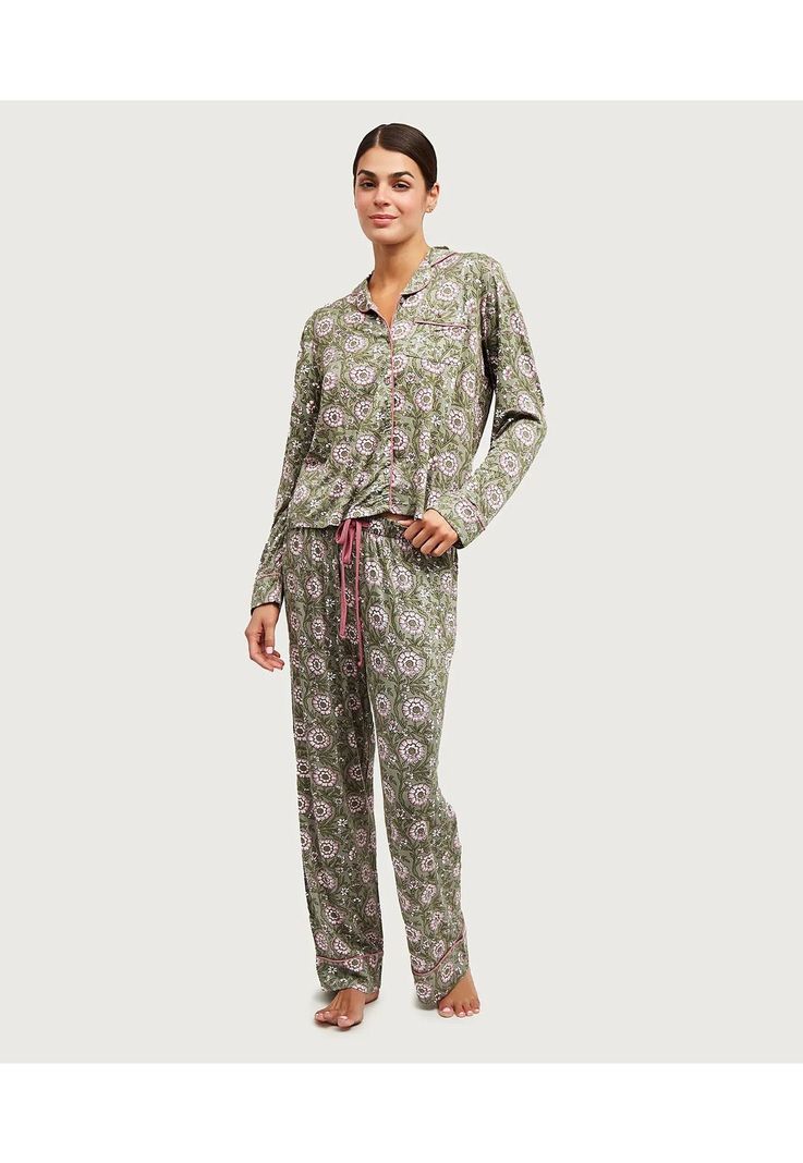 Set Pijama Dreamy Flores Verde-1
