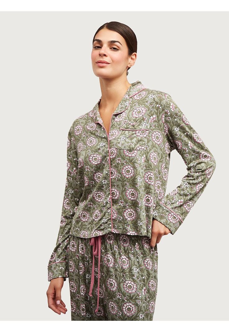 Set Pijama Dreamy Flores Verde-0