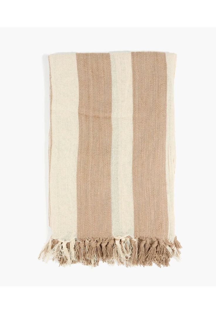 Manta Algodón Textura Líneas Beige-0