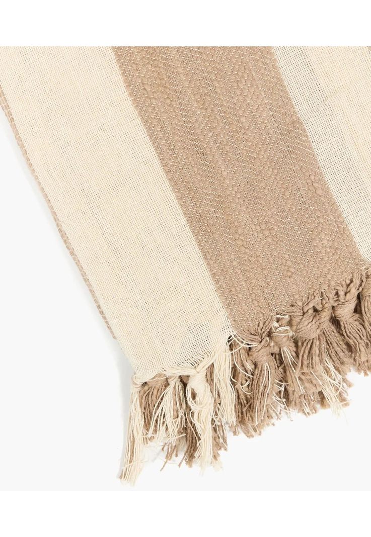 Manta Algodón Textura Líneas Beige-1