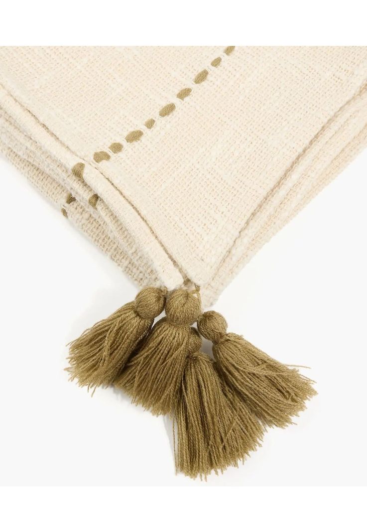 Manta Boho Algodón Y Lana Beige-1
