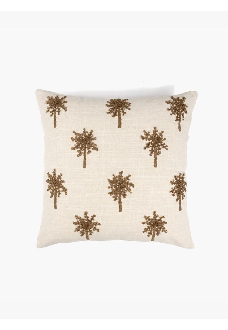 Cojín Algodón Palmeras Bordadas Beige-0