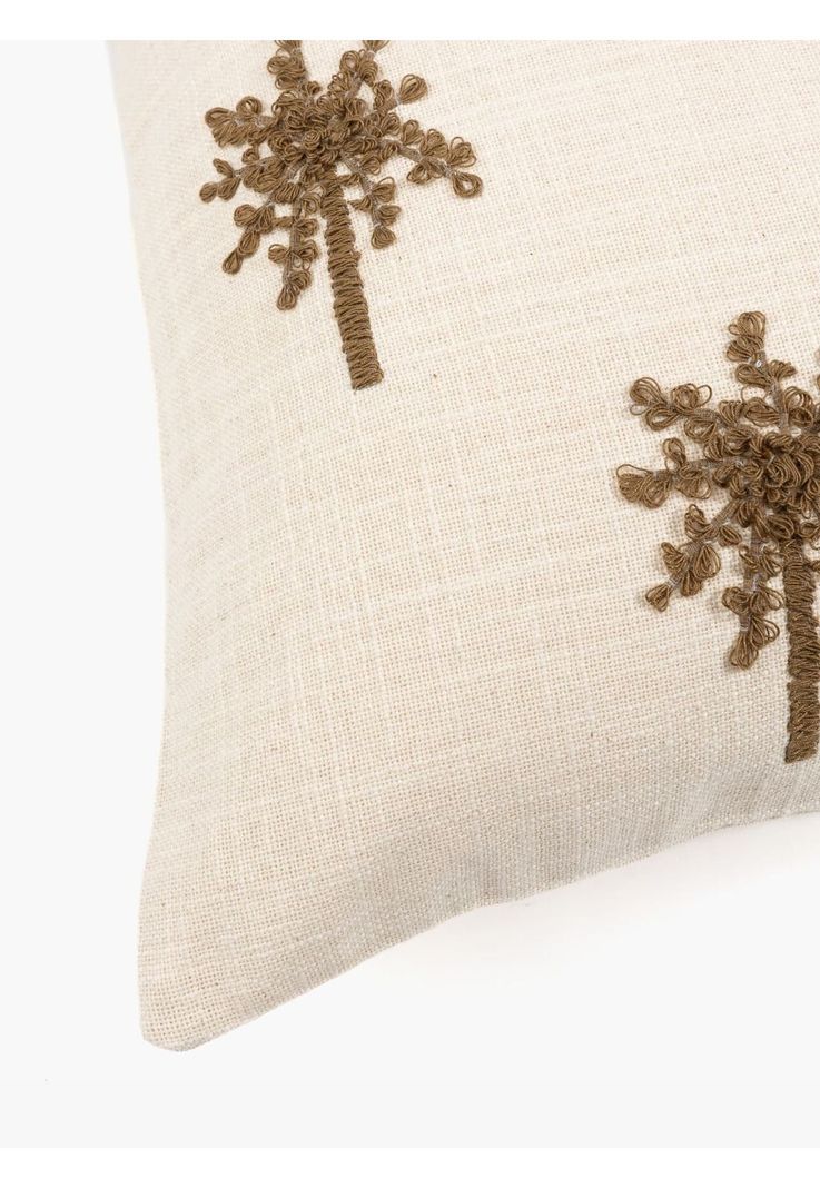 Cojín Algodón Palmeras Bordadas Beige-3