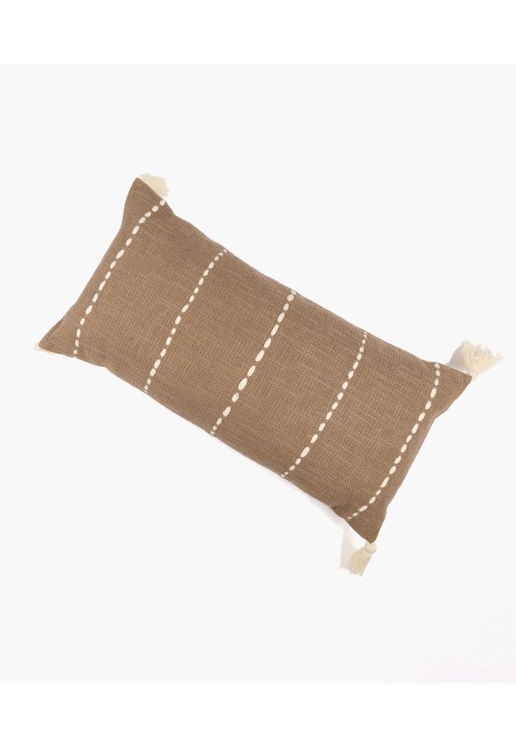 Cojín Boho Algodón Y Lana 30 X 60 Cm Café-0