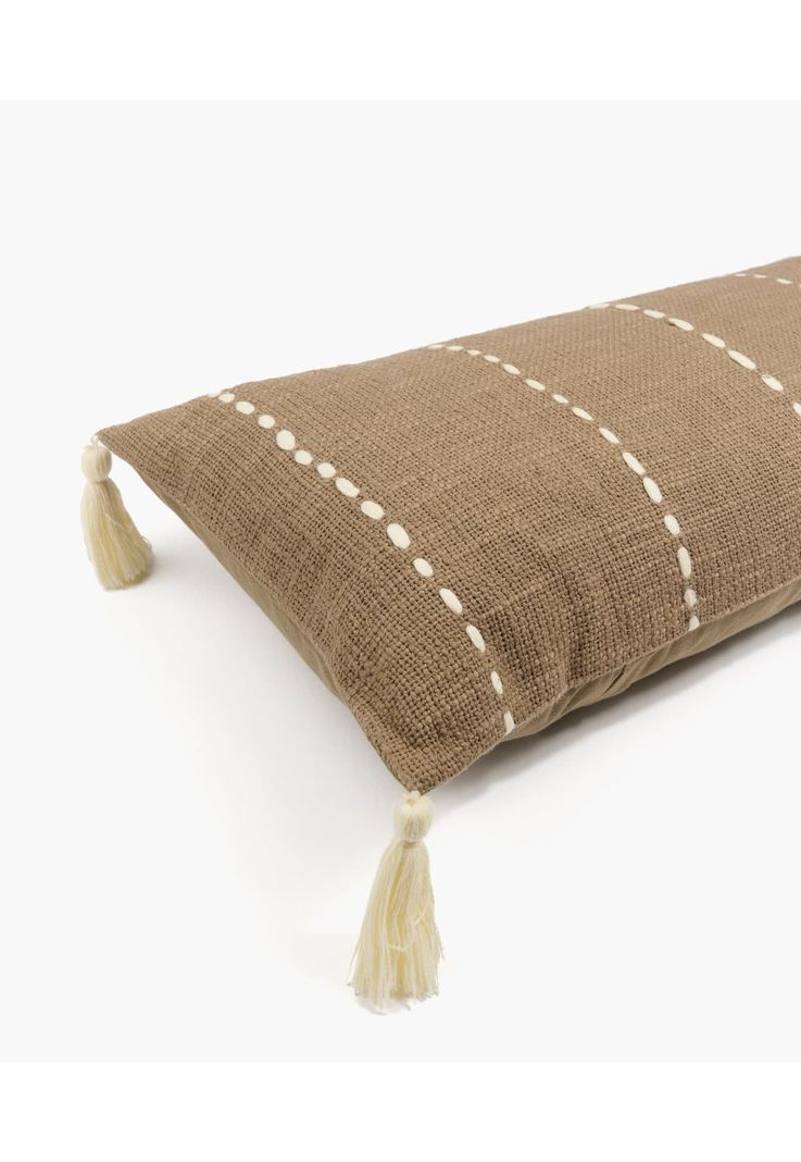 Cojín Boho Algodón Y Lana 30 X 60 Cm Café-2