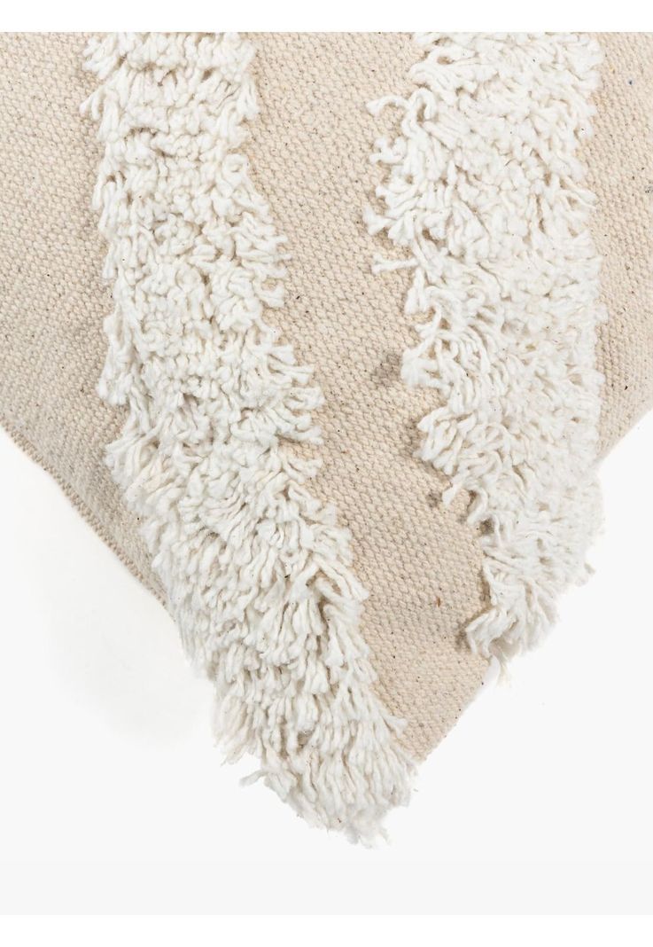 Cojín Boho Algodón Semi Círculo 45 X 45 Cm Beige-3