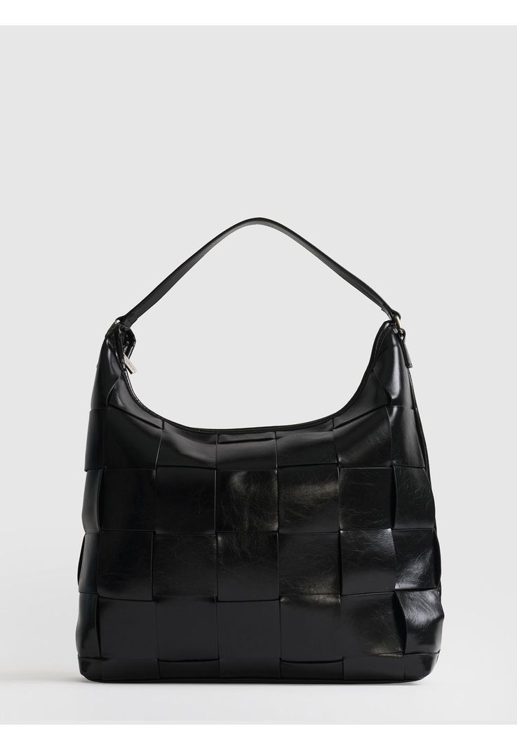 Cartera De Hombro Cuadrado Tejidos Woman Negro