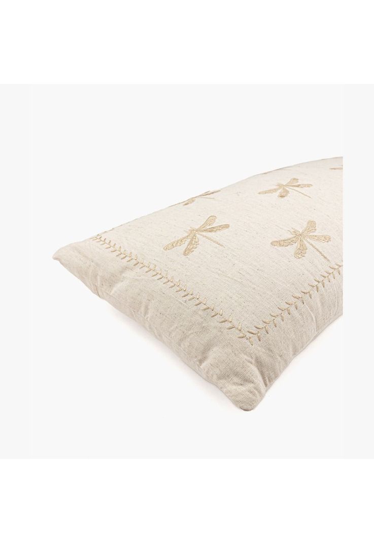 Cojín Algodón Libelulas 30 X 60 Cm Beige-1